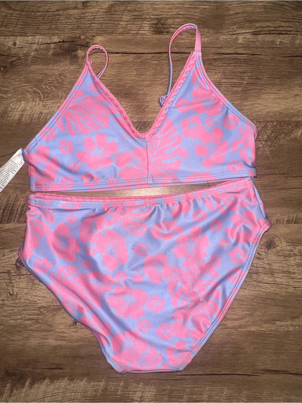 Art Class girls Pink and Lavender Floral Two-Piece Bikini Set size XL (14)